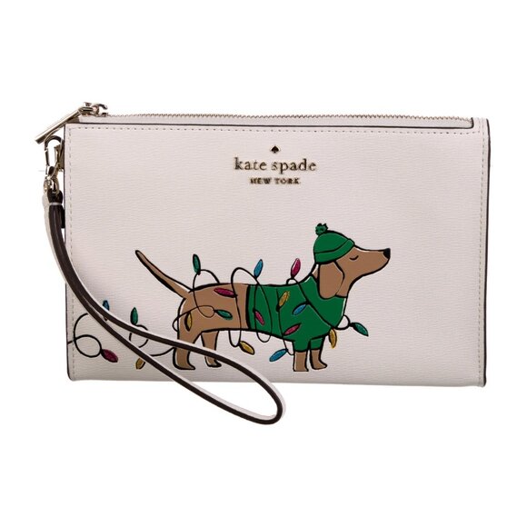 Kate Spade New York Claude Dachshund Dog Festive Zip Wristlet - Picture 4 of 4